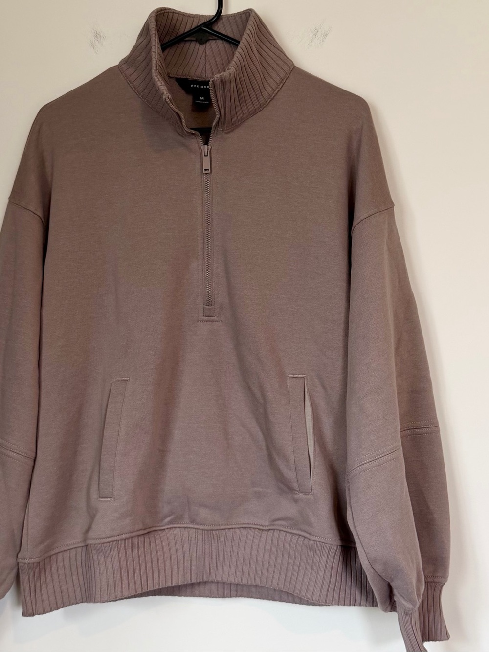 Rae Mode Women's Taupe Quarter-Zip Pullover Sweatshirt - Size: Medium - Picture 5 of 5
